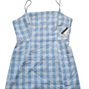 NWT- Nordstrom Bp Blue White Lola Plaid Spaghetti Strap Dress